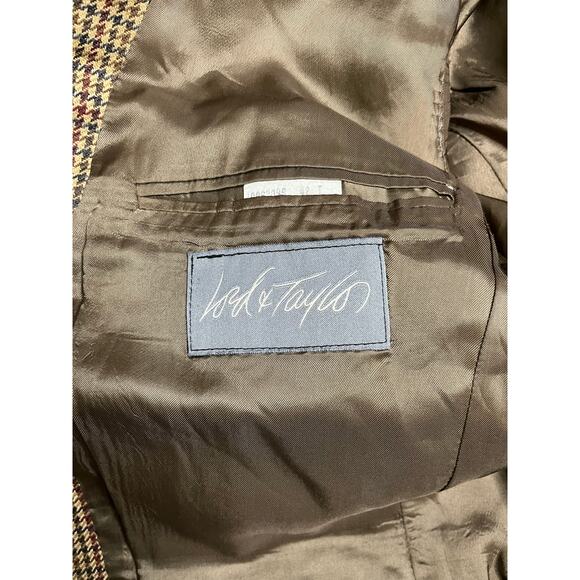Vintage Lord & Taylor Blazer 42 Tall Ralph Lauren Wool Houndstooth Beige Tan 42T - Picture 12 of 14